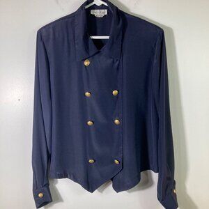 Womens‎ Vintage Anna Kriste Double Breasted Military Style Button Blouse 14 USA